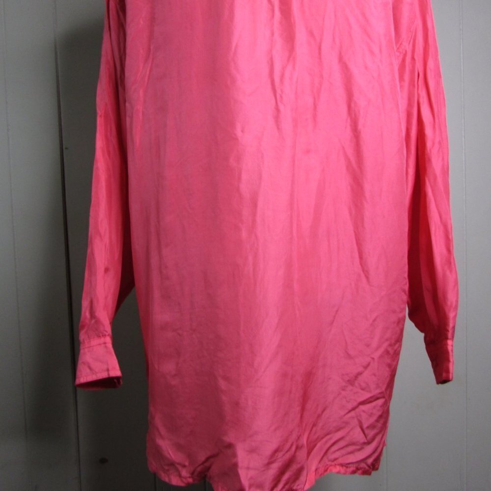 Kate Howard Blouse Shirt M Button Up Coral Silk - Picture 12 of 14